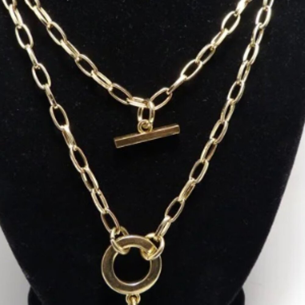 Zenzii Gold Tone and Black Acrylic Resin Necklace With Toggle Clasp